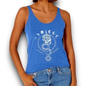 FIFTH SUN Cosmic Dreamer Racerback Tank Top in Blue Size Medium NEW